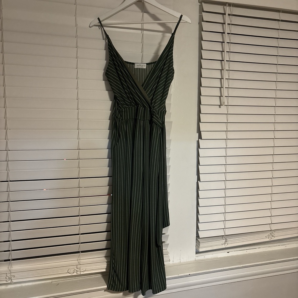 Kaileigh Green and Black Striped Maxi Dress
